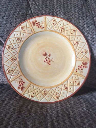 Fitz & Floyd Del Vino Trellis 2 Lunch & 2 Bread Plates Rope Yellow Tan Grape FF