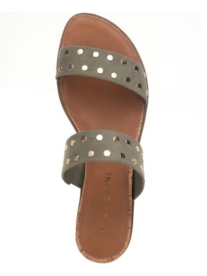 SUN STONE Женские зеленые шлепанцы Easten на танкетке с круглым носком, размер 7,5 м