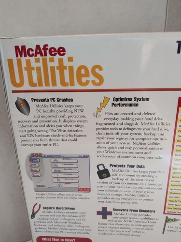 McAfee Utilities Windows 95 98 Big Box PC Software CD-ROM NEW SEALED NOS VTG