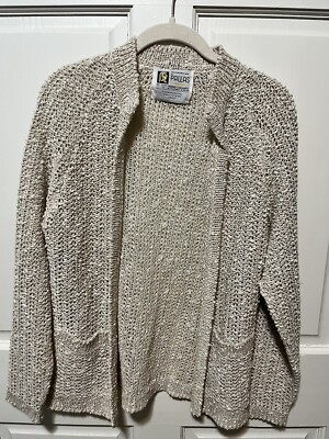 Vintage A Pallas Original Irish Linen Cream Women s Cardigan Sweater S Small