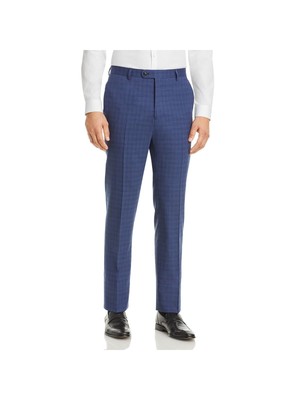 JOHN VARVATOS Mens Bleecker Navy Plaid Slim Fit Stretch Suit Раздельный 34 талии