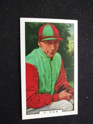 1936 Gallaher Famous Jockeys Card # 8 Fred Fox (EX/NM)