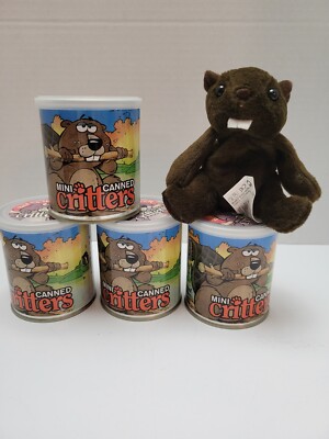 4 Mini Canned Critters'' Balsa the Beaver'' 3 Cans sealed- 1 Can opened
