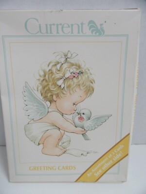 Vintage Current Greeting Cards Cherish Baby Angel with Dove Ruth J Morehead