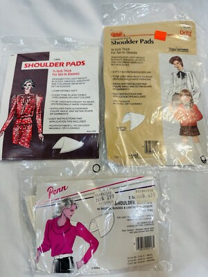 Vintage Shoulder Pads Lot 3 Pairs NOS Clothing Dress Blouse Making Penn Dritz