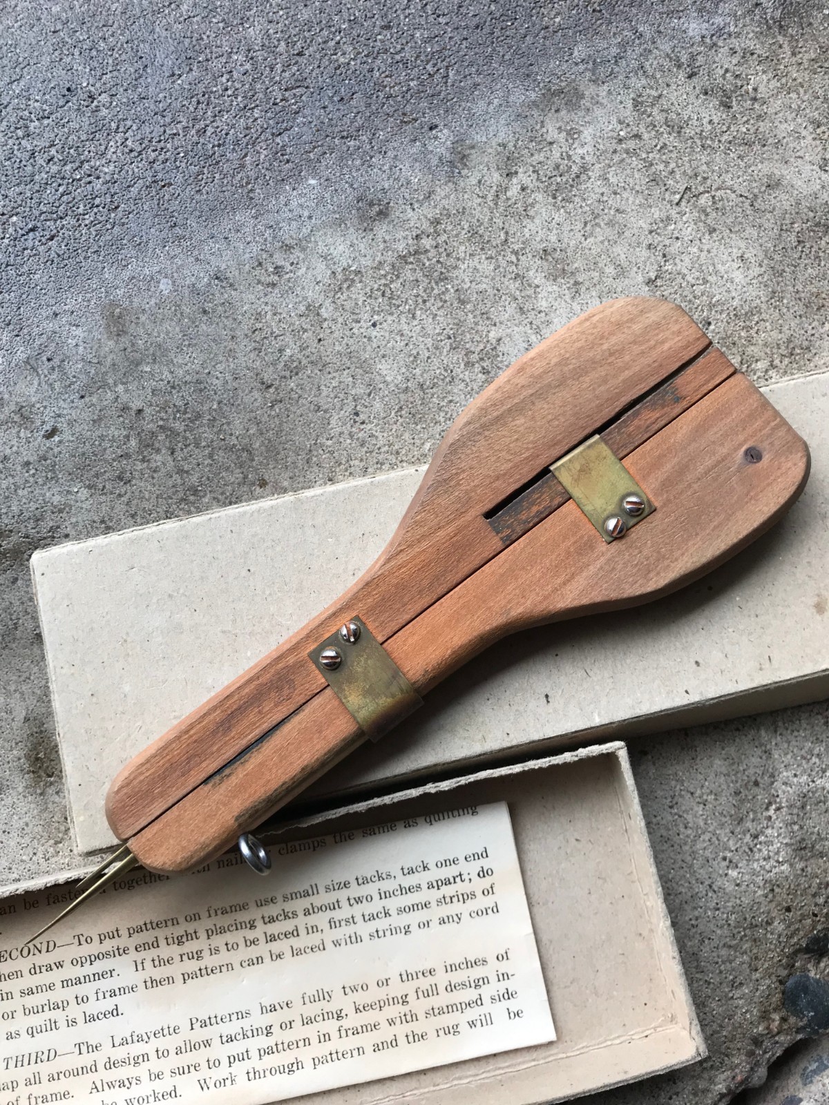 Lafayette Wooden Rug Needle, with Original Instructions and Packaging