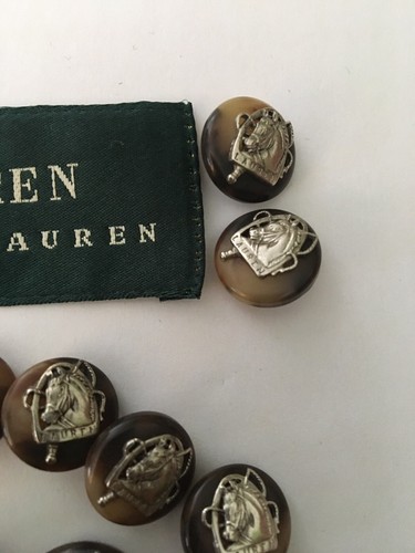 14 Ralph Lauren Equestrian Blazer Brown Replacement Buttons Silver Horse Head
