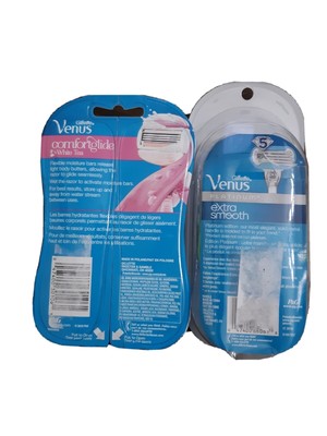 2 pk-1Gillette Venus extra smooth 5 blades/2car and 2 venus conforglide 3 blades