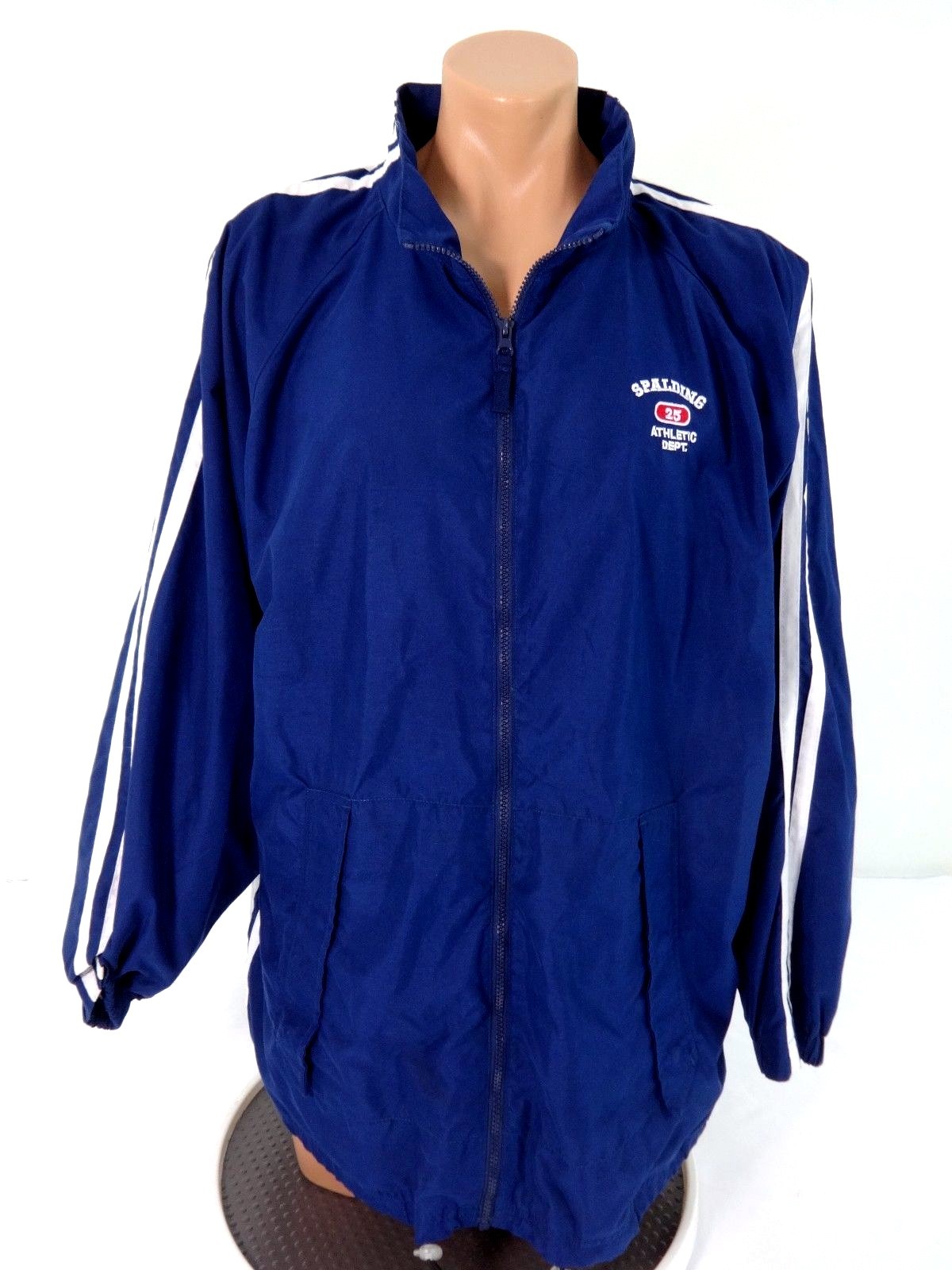 SPALDING MENS NAVY BLUE POLYESTER MICROFIBER WINDBREAKER JACKET SIZE XL