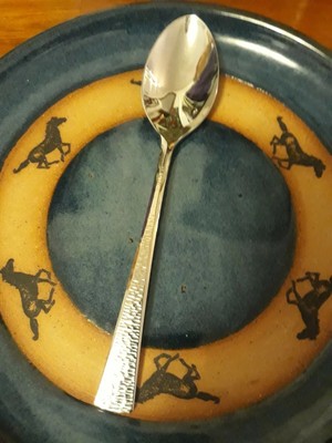 Gorham BISCAYNE Stainless Solid Serving Spoon 9'' Hammered 18/10 Glossy 