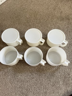 Plastic Soup Mug Cup~Set Of 6~ 3 With Lids White 16 oz Freezer Safe