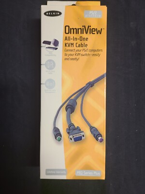 NEW! BELKIN OmniView ALL-IN-ONE KVM Cable 10Ft. PS/2 computers PRO SERIES