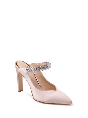

BADGLEY MISCHKA Женские бежевые кожаные туфли без задника Stella Stiletto на каблуке 5,5 м, Бежевый, JW3035