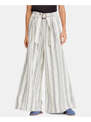 

Женские широкие брюки в бежевую полоску FREE PEOPLE, Бежевый, OB938344
