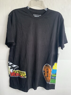 PAPER PLANES    PARADISE DREAM BLACK GRAPHIC T SHIRT NEW RELEASE Sz Medium NWT
