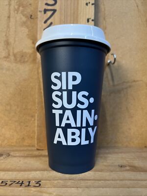 Starbucks Reusable Hot Cup 16oz SIP SUS. TAIN. ABLY Blue Design New 2024 Banned