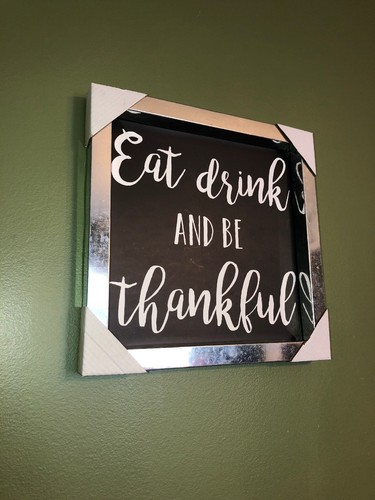 New Eat Drink And Be Thankful Galvanized Wall Art 11x11 Sign