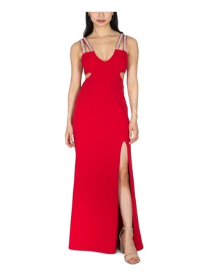 

Женское красное платье DEAR MOON с двойными бретельками и V-образным вырезом, длинное платье для выпускного вечера, Красный