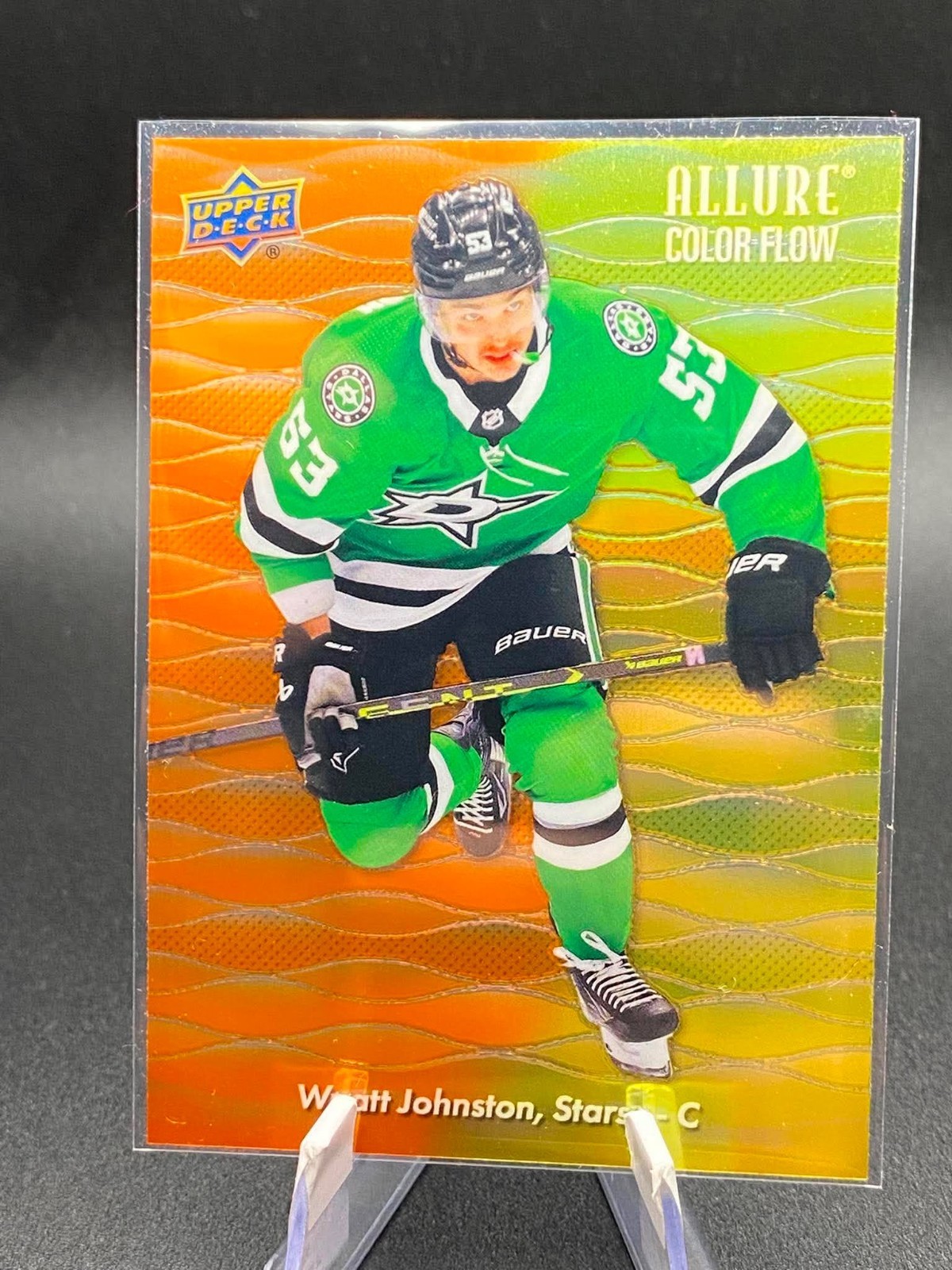 2023-24 UD ALLURE COLOR FLOW ORANGE-YELLOW #CF-14 Wyatt Johnston STARS EX/NM