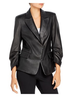 

KOBI HALPERIN Женский черный блейзер на молнии с рюшами и остроконечными лацканами на подкладке, KF0J01-10