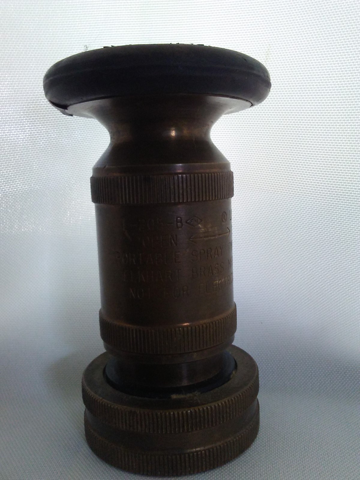 Vintage Portable Fire Hose Spray Type Nozzle L205B Listed 392M Elkhouse Brass