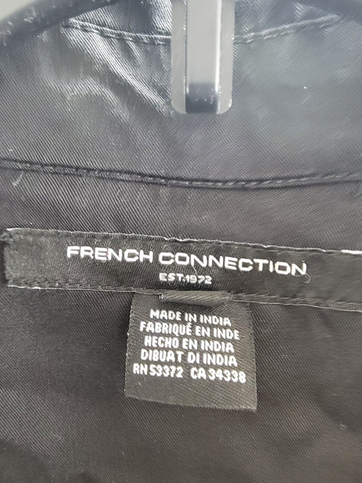French Connection Elkie Button-Up Cargo Jumpsuit Women's S Black Quarter Sleeve - Picture 11 of 19