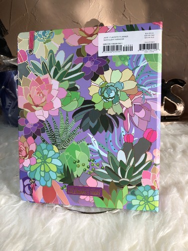 2019 Succulent Paradise PLANNER Hidden Spiral Agenda 17 Months - Flowers, Colors