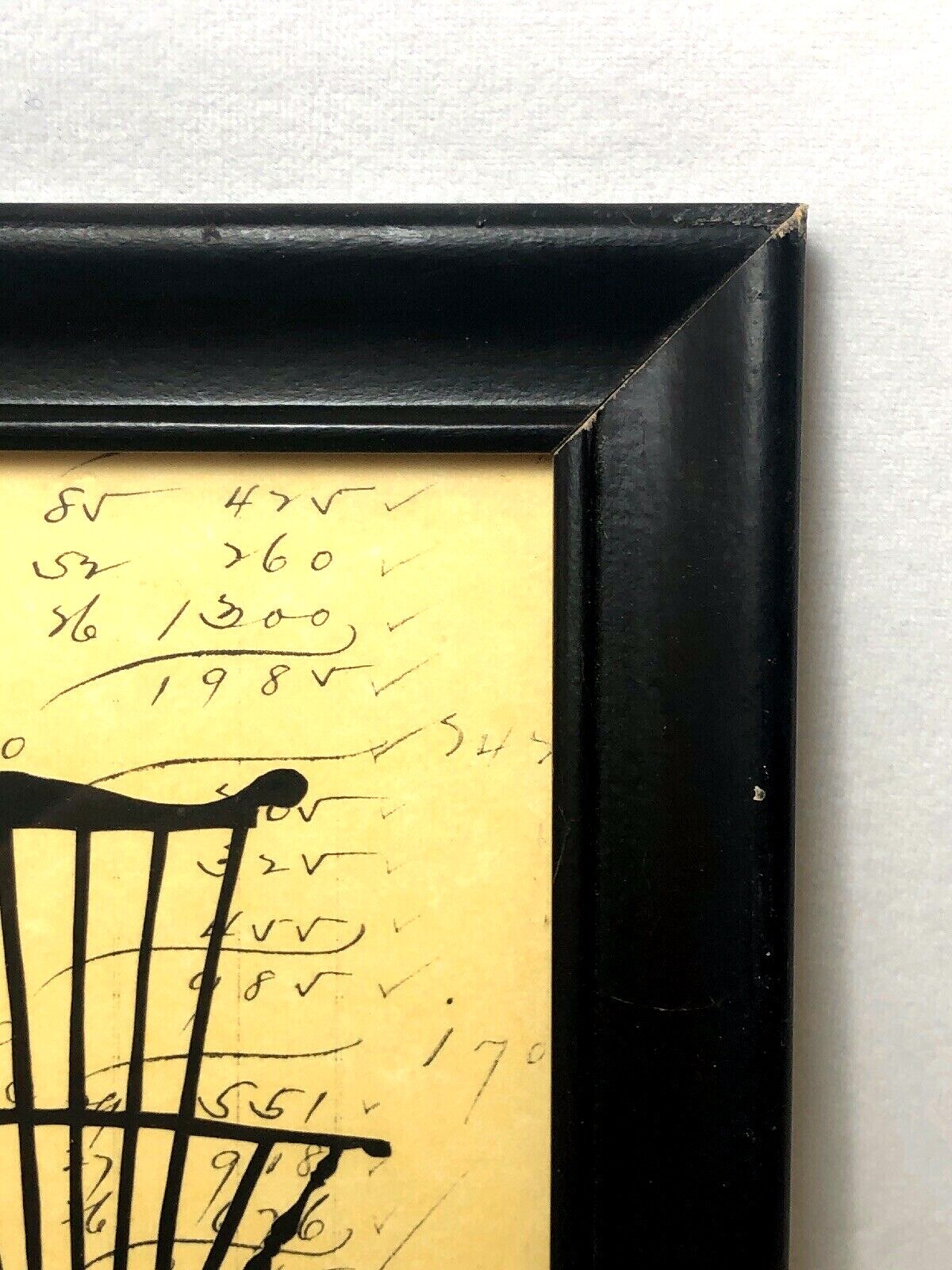 vintage Hand Cut Paper Sillouette Of Windsor Chair Framed 8.75”x6.75”