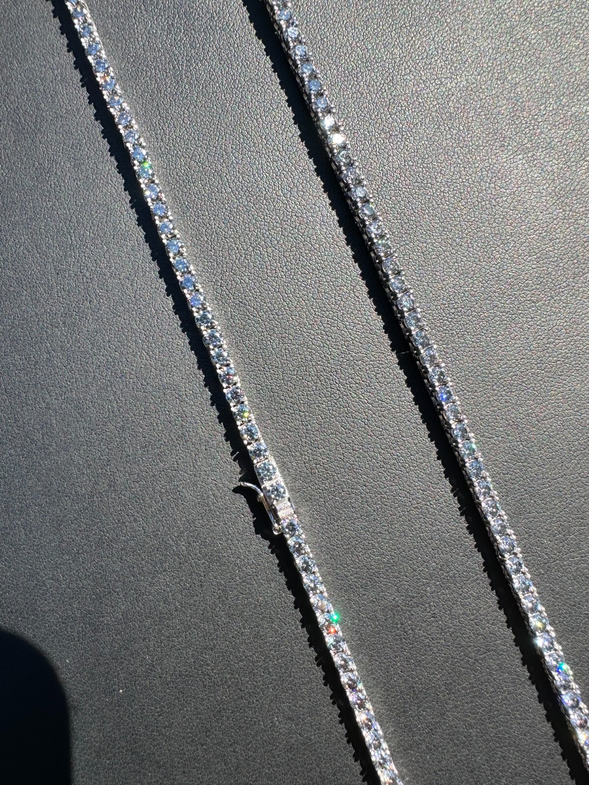 Pre-owned Silver Real Blue Gray Moissanite 3mm Tennis Chain 925  Iced Necklace Pass Tester