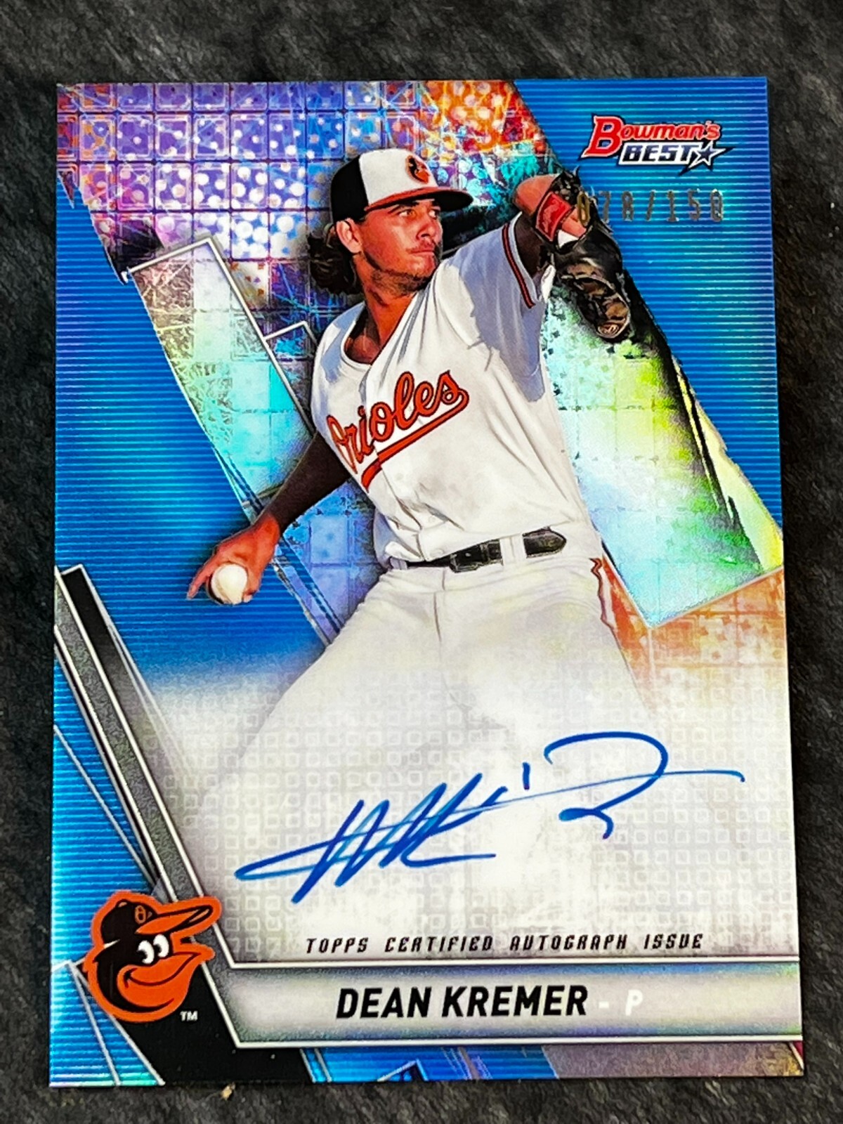 2019 Bowman's Best BLUE REFRACTOR PROSPECT ROOKIE AUTO Dean
