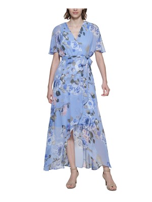 

JESSICA HOWARD Женское голубое платье макси с поясом и раздельными рукавами, миниатюрное, Light blue