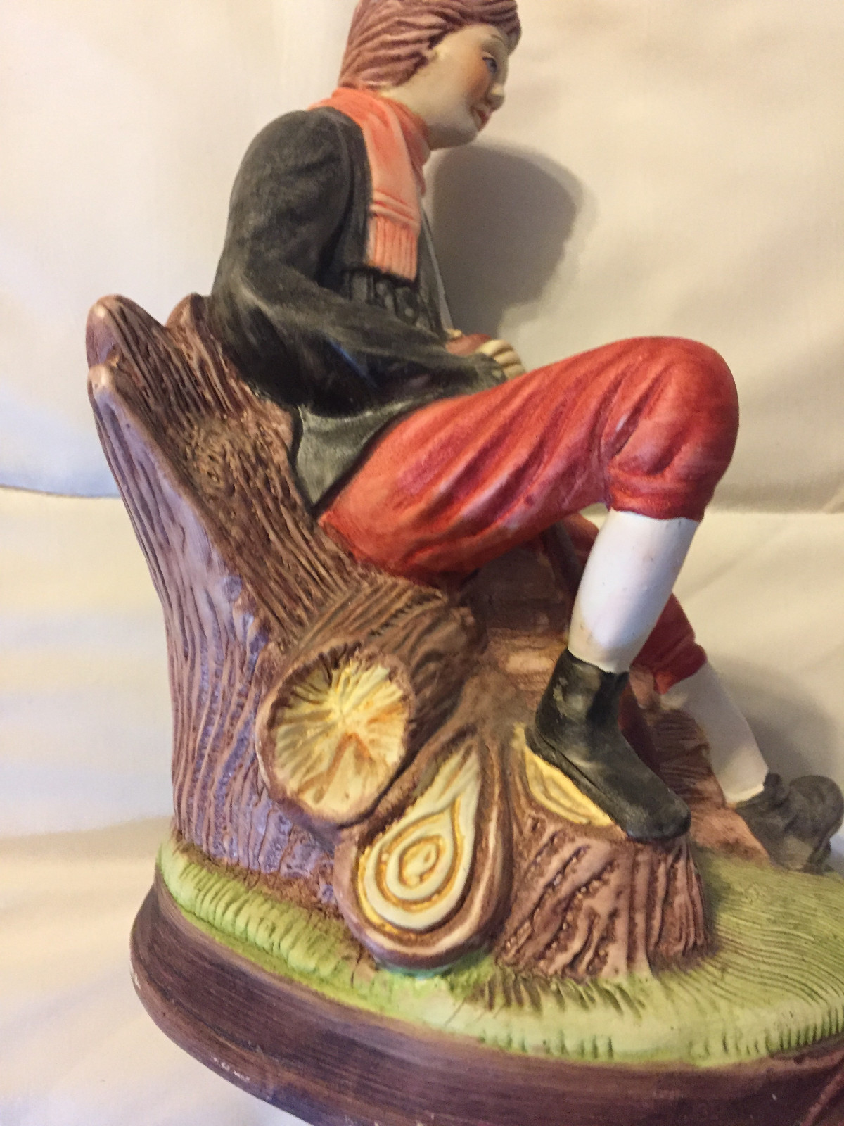 VINTAGE PORTUGAL ARTMARK BOY MAN WITH WOOD AXE CUTTING PORCELAIN FIGURE