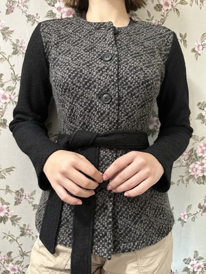 Clements Ribeiro Jacket Coat Buttons Cardigan With Belt 100% Wool Sz XS/34
