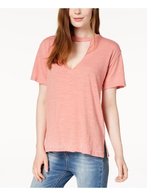 

LUCKY BRAND Женский коралловый топ с короткими рукавами и V-образным вырезом, Коралл