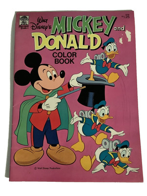 1976 UNUSED Vintage Merrigold Press DISNEY Mickey and Donald Color Book Ephemera