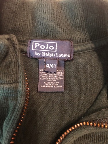Toddler Boy’s Hunter Green Ralph Lauren Half Zip Pull Over Sweater Size 4/4T