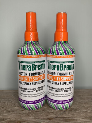 2x TheraBreath IMMUNITY SUPPORT ORAL SPRAY SUPPLEMENT 10 fl oz