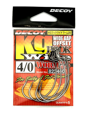 Decoy KG Wide Gap Offset Hook Size 4/0 Worm 25 Soft Plastic and Worm Hook