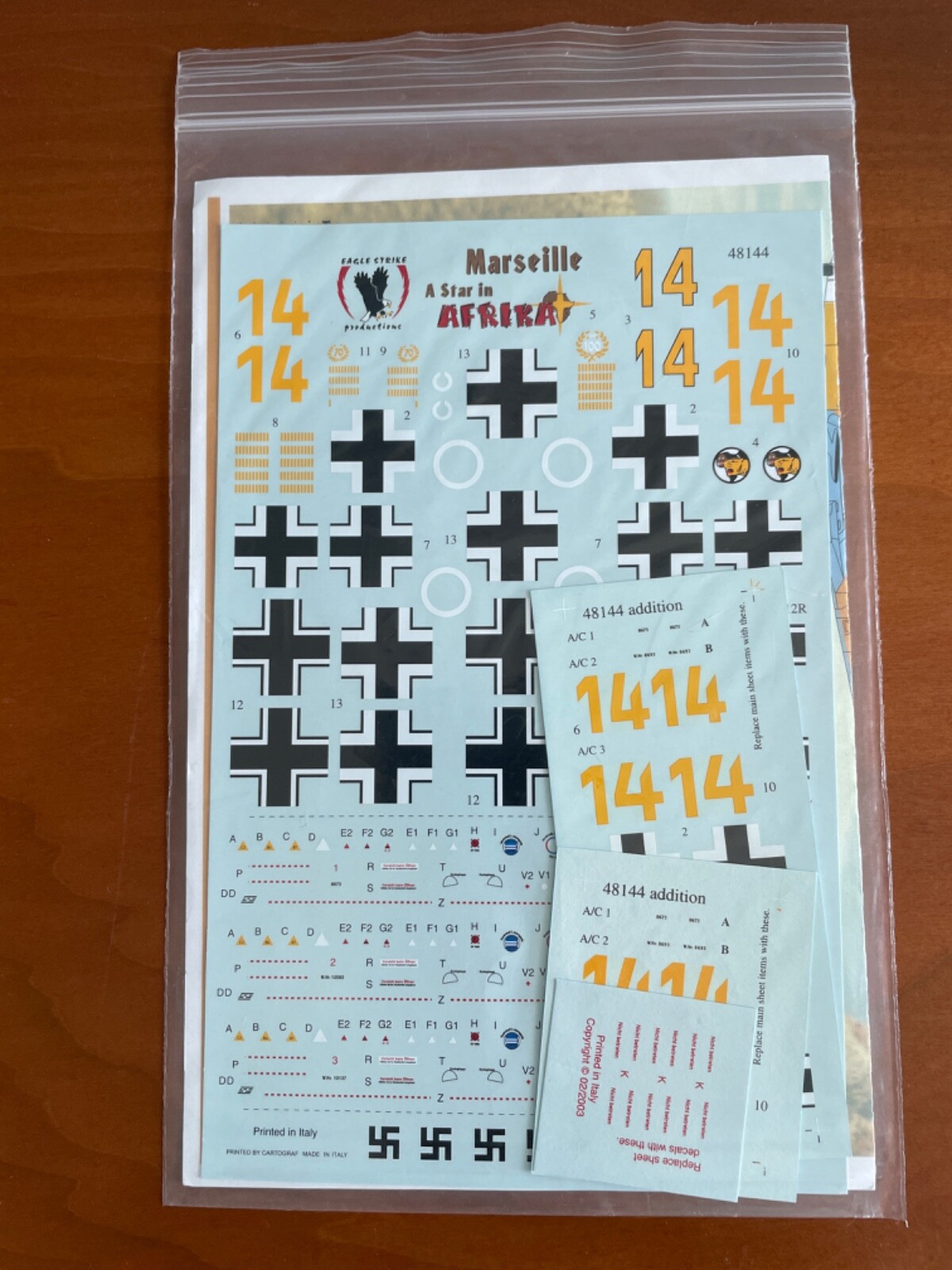 Eagle Strike Decals 1:48 #ES48144 Marseille Bf 109 F for Hasegawa, Eduard, etc Eagle Strike Decals 1:48 #ES48144 Marseille Bf 109 F for Hasegawa, Eduard, etc