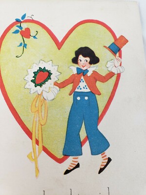 C 1910 Gibson Sending Wish By Little Boy Blue Valentine Day Poem Postcard