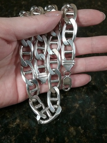 Men's Heavy OMEGA Chain 925 Sterling Silver Necklace 22