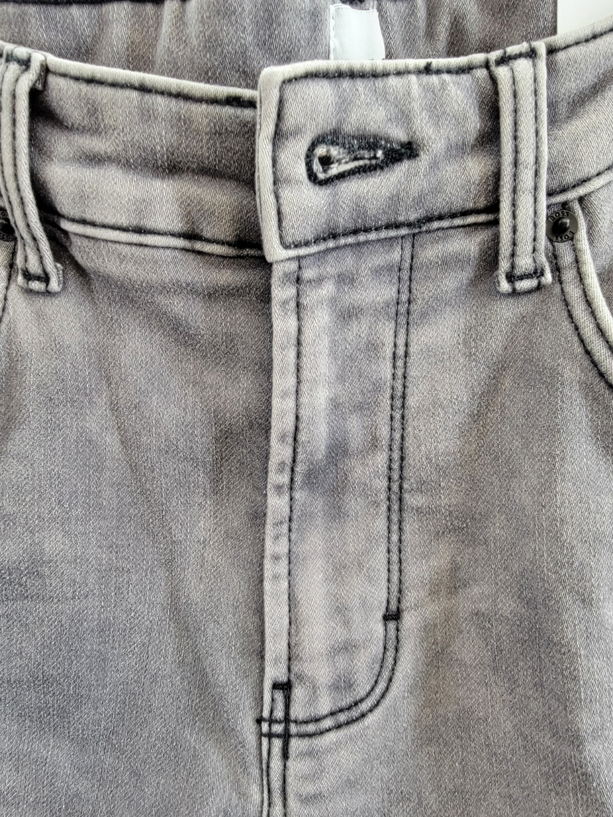 BOSS Logo-Embossed Straight-Leg Jeans Big Boys 16Y Denim Gray Button Zip Closure - Picture 10 of 18
