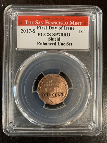 2017-S Lincoln Cent Enhanced PGCS SP70RD San Francisco Label First Day Issue