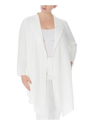 

ANNE KLEIN Женское эластичное верхнее пальто цвета слоновой кости с открытой драпировкой для работы на работу Plus, Цвет слоновой кости, 10770614