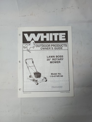 OEM White Outdoor Products (Owner's Manual) 119-050r190 OEM White Outdoor Products (Owner's Manual) 119-050r190
