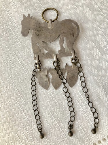 Vintage Afghan Turkman Silver Brass Coral Tribal Ethic Donkey Horse Fish Pendant