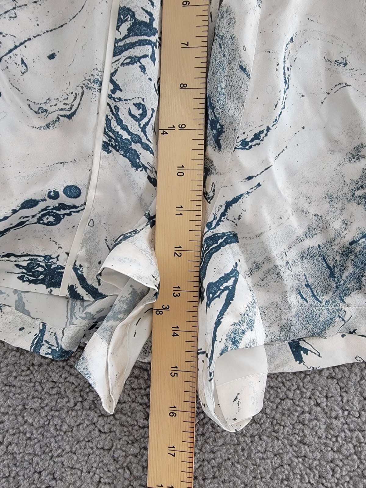 GINIA Silk Pajama Shorts Women's 8US Carrara Marble Drawstring Elastic Waist - Picture 8 of 17