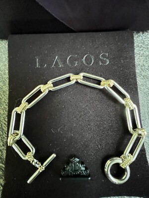 LAGOS Two-Tone Link Bracelet Signature Caviar Bracelet 18kt Gold/925 SS
