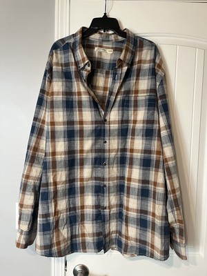 Faded Glory Plaid Big And Tall Button Down 3Xl 54-56 100% Cotton 