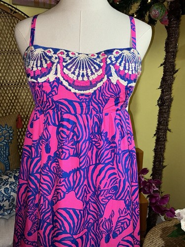 Pre-owned Lilly Pulitzer Bernadetta Maxi Dress Passion Fruit Pink Wild Nights Size 6